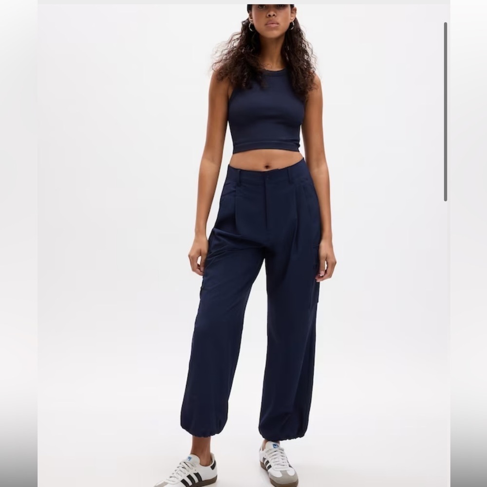 GapFit High Rise Ripstop Parachute Cargo Pants navy blue Sz XL tall 2023